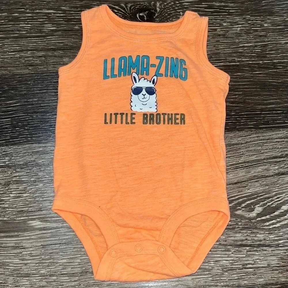 Neon little brother tank-top onesie size 9 months